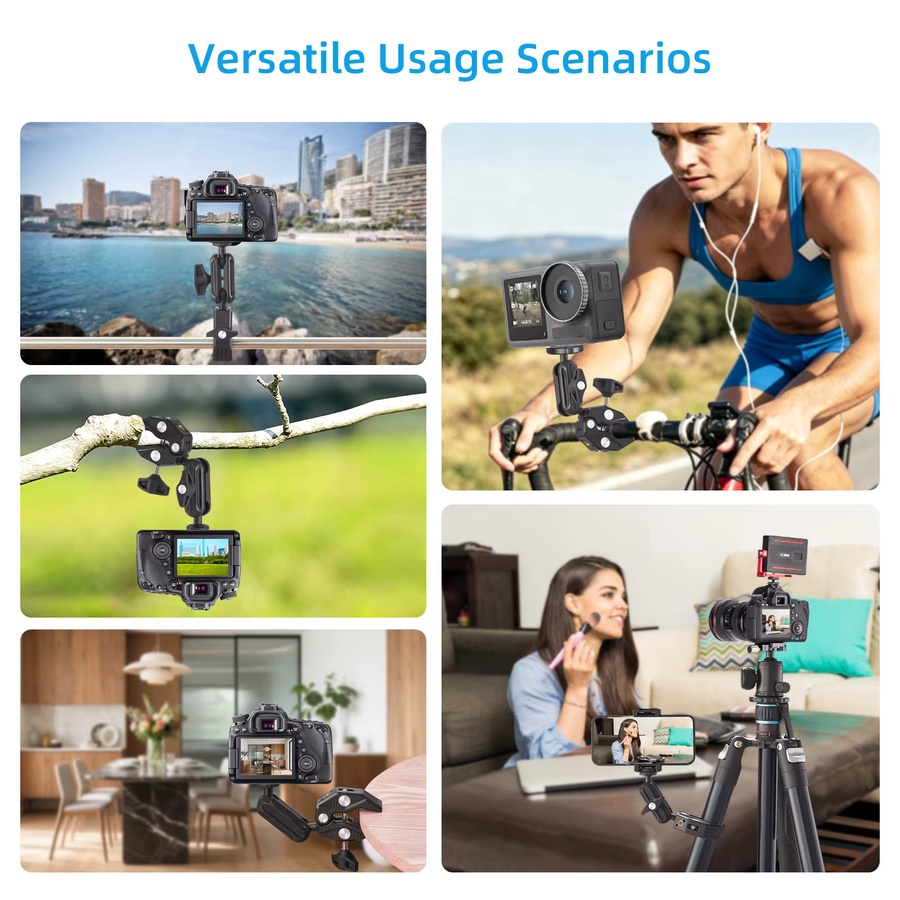 Verstellbarer Magischer Armhalter mit 1/4-Zoll-Schraubgewinde in Schwarz für SLR-Kameras, LCD-Monitore, LED-Lichter und Handyhalterungen - Bild 6