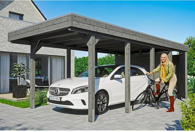 SKANHOLZ Carport Friesland Set 2 in Schiefergrau, B/T: 314 x 708 cm, Firsthöhe: 241 cm, lasiert - Bild 1