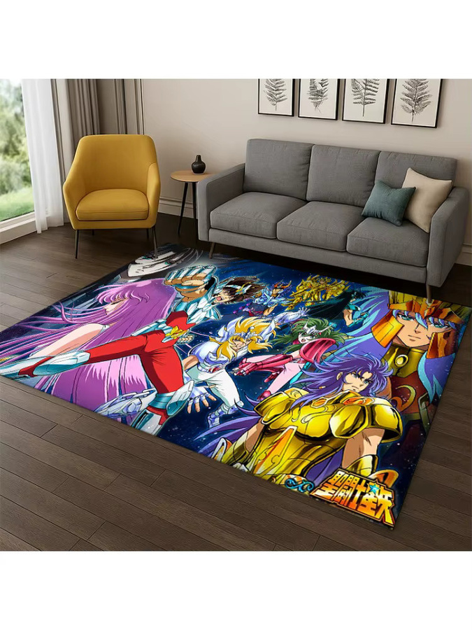 Livrane Retro Saint Seiya Anime Teppich, rutschfeste Bodenmatte für Kinderzimmer, Schlafzimmer und Wohnzimmer, mehrfarbig - Bild 2