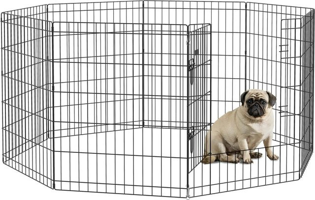 PawHut Welpenauslauf Hundelaufstall aus Metall in Schwarz, B/T/H: 61 x 4 x 76 cm - Bild 1