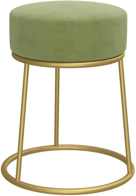 vidaXL Runder Hocker aus Samt in Senfgrün mit Eisenuntergestell, Durchmesser: 30 cm, Höhe: 38 cm - Bild 1