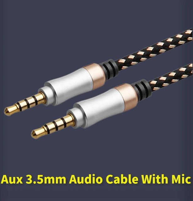 HEDANP 3,5 mm Audiokabel 4-polig mit geflochtenem Stecker, Länge: 1,5 m, Schwarz/Orange - Bild 1
