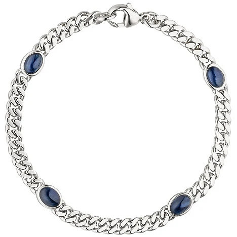 Colfem Armband 585 Weißgold, 4 blaue Saphir Cabochons, 19 cm, Unisex - Bild 1