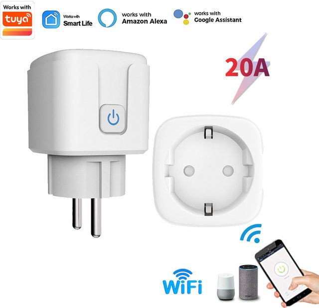 Tuya WiFi Smart Steckdose in Weiß mit Stromüberwachung und Zeitschaltuhr, kompatibel mit Smart Life, Alexa und Google Home - Bild 1