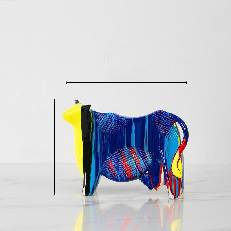 Yiran Furniture Dekofigur Kuh Abstrakt Nordisch Design aus Harz, Multicolor, Höhe: 17,0 cm - Bild 1