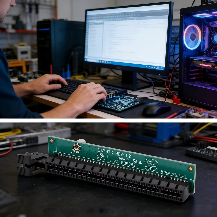 Qiilu PCIe x16 Grafikkarten-Riser-Karte 4-Port GPU-Adapterplatine in Grün für Tiny5 M920x M720q P330 - Bild 2