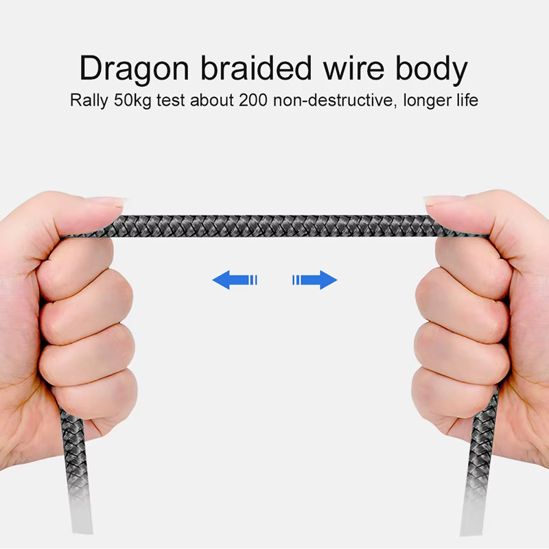 Koovesy USB-A auf Typ-C Nylon-Datenkabel für Android-Smartphones in Weiß und Grau - Bild 4