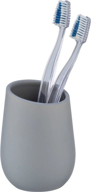 Wenko Zahnputzbecher aus Keramik in Grau, B/T/H: 8 x 8 x 11 cm - Bild 1