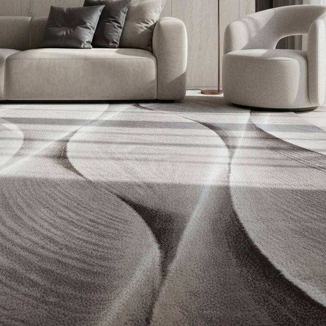 Kurzflorteppich DRAU von Kadima Design mit Farbverlauf in Braun und Grau, B: 120 cm, T: 170 cm - Bild 1