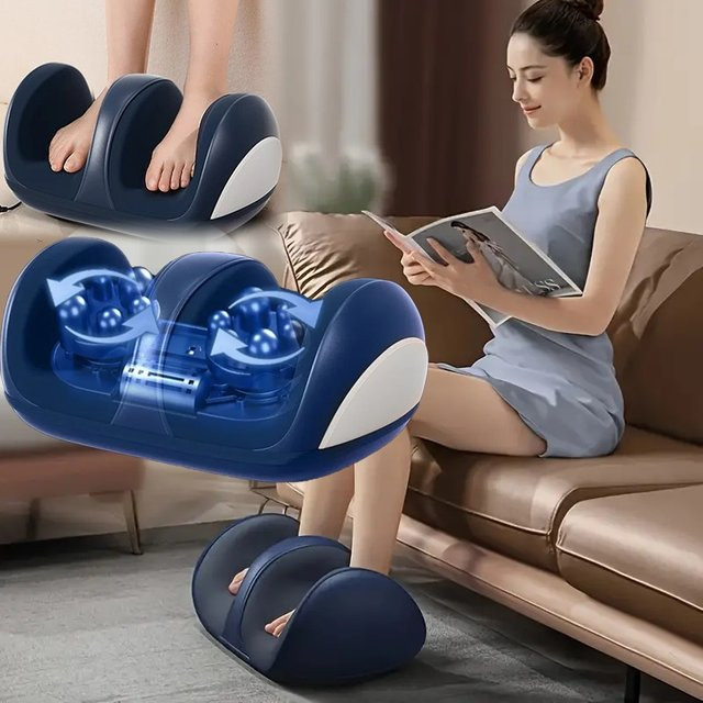 Monclique Elektrisches Fußmassagegerät mit Shiatsu-Massage, Wärmefunktion und Beinroller in Blau - Bild 1