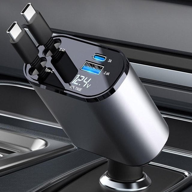 4 in 1 Auto Ladegerät mit 100W Schnellladegerät USB Typ C und Digitalanzeige für iPhone und Samsung - Bild 1