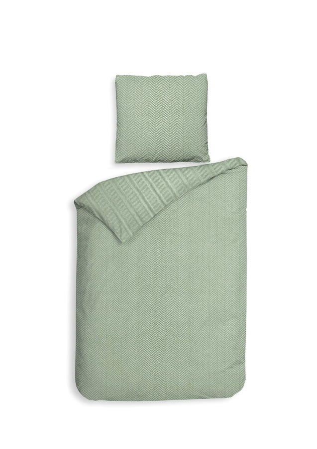 Heckett & Lane Flanell Bettwäsche Spina Laurel Green aus Baumwolle, B/H: 155 x 220 cm mit Kissenbezug 80 x 80 cm - Bild 1