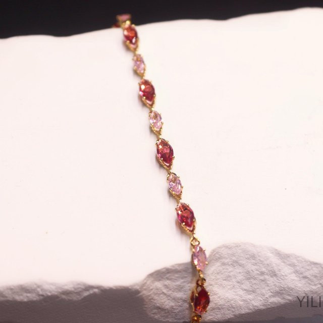 Armband, vergoldet, Zirkon, bunte Wassertropfen - Bild 1