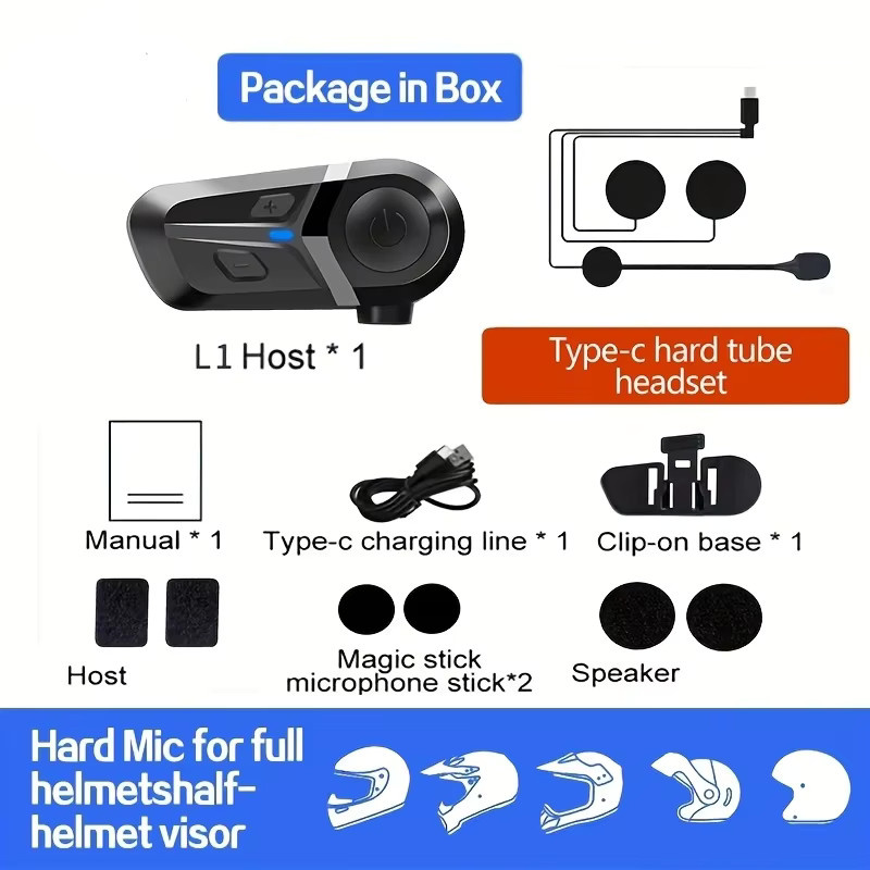 Kihous Bluetooth 5.3 Motorrad Helm Headset Wasserdicht mit Freisprecheinrichtung und Musikplayer in Schwarz - Bild 5