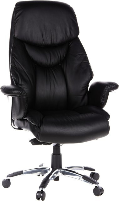 hjh OFFICE Luxus Chefsessel PRADO aus Leder mit Armlehnen in Schwarz - Bild 1