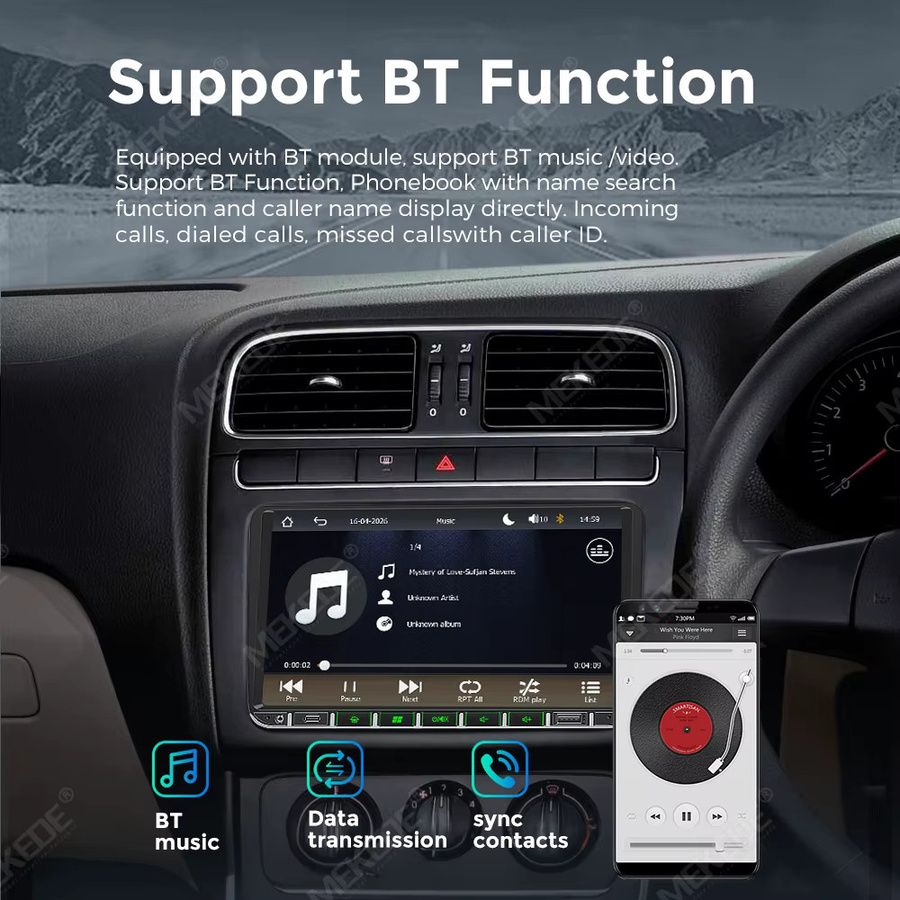 MEKEDE 9 Zoll Android Autoradio mit Wireless CarPlay und Android Auto, Linux Navigation, WiFi, Bluetooth und GPS, Schwarz, Universal für Volkswagen Amarok Golf Passat Skoda Octavia Seat Polo - Bild 5