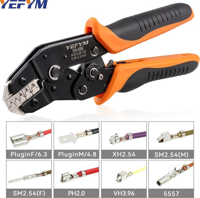 YEFYM Ratschen-Crimpzange für JST, TE, XH, SM, VH, PH und Molex Terminals zur Bearbeitung von 0,08-1,5 mm2 (28-16 AWG) Drähten - Bild 1
