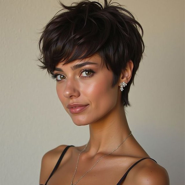 OYM HAIR Pixie-Schnitt-Perücke, kurzes Remy-Echthaar mit Pony, Schwarz - Bild 1