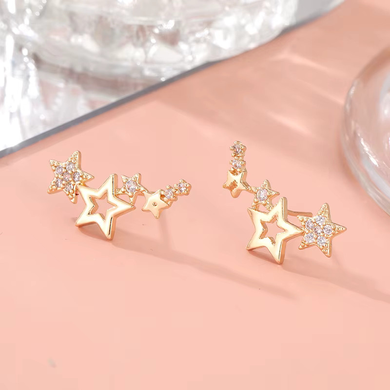 Stern-Ohrstecker, Gold, Zirkonia, Damen - Bild 2