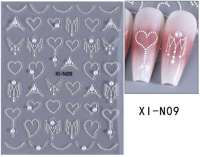 OTRESS Nagelaufkleber 5D Perle Simulation, Grau, Glänzend - Bild 1