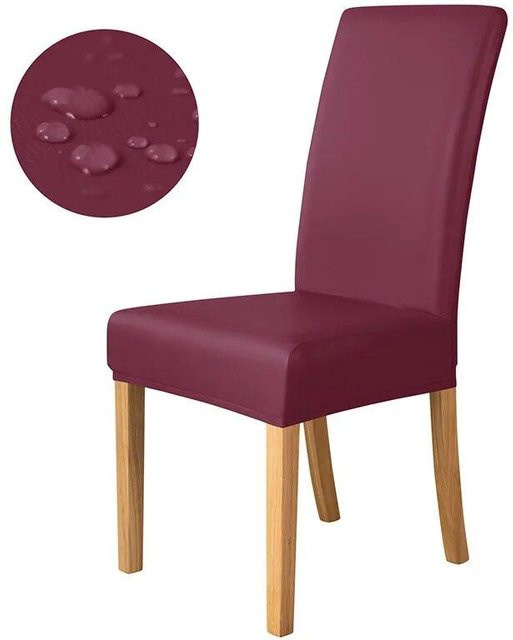 BC-Warm Home Stretch-Sitzbezug für Esszimmer aus wasserdichtem Kunstleder in Lila, 1 Stück - Bild 1