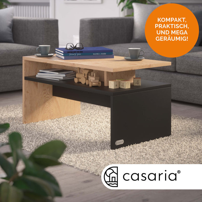 CASARIA Couchtisch Sacramento in Holz und Grau, B/T/H: 95 x 55 x 50 cm - Bild 2