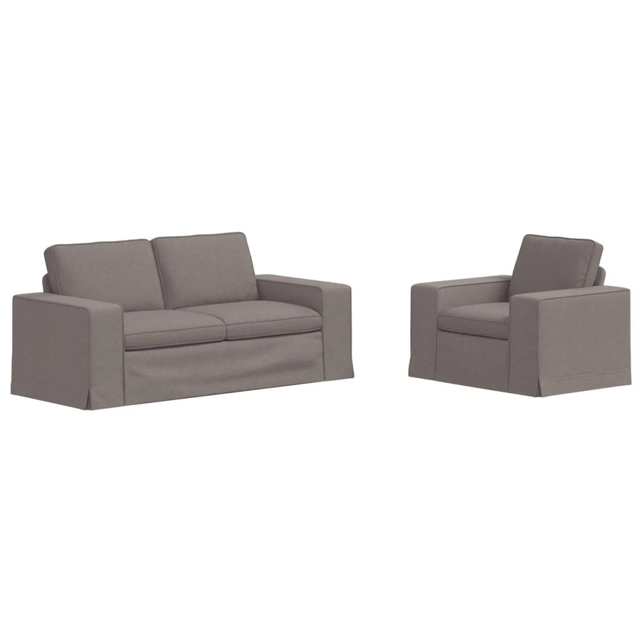 vidaXL Sofa Set 2-teilig Taupe mit Stoffbezug und Metallrahmen B/T/H: 182 x 80 x 82 cm und 103 x 80 x 82 cm - Bild 2