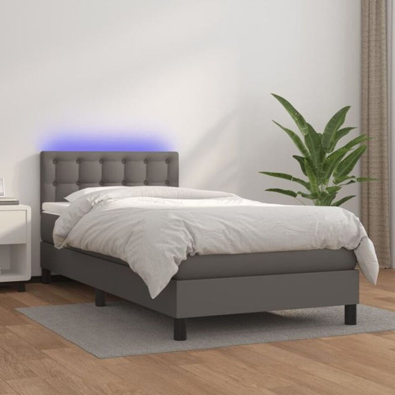vidaxl Boxspringbett mit Matratze in Grau aus Kunstleder B/T/H: 80 x 200 x 31 cm - Bild 1