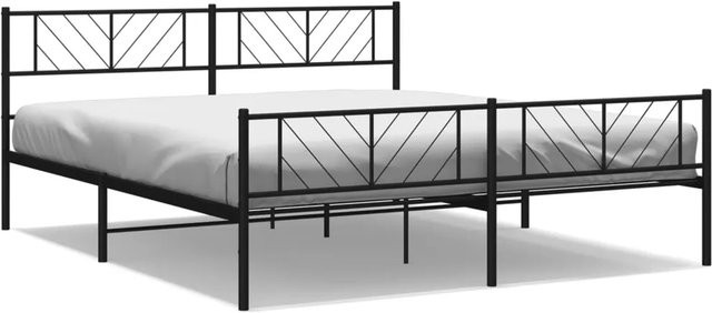 vidaXL Bettgestell aus Metall mit Kopf- und Fußteil in Schwarz B/T/H: 183 x 213 cm - Bild 1