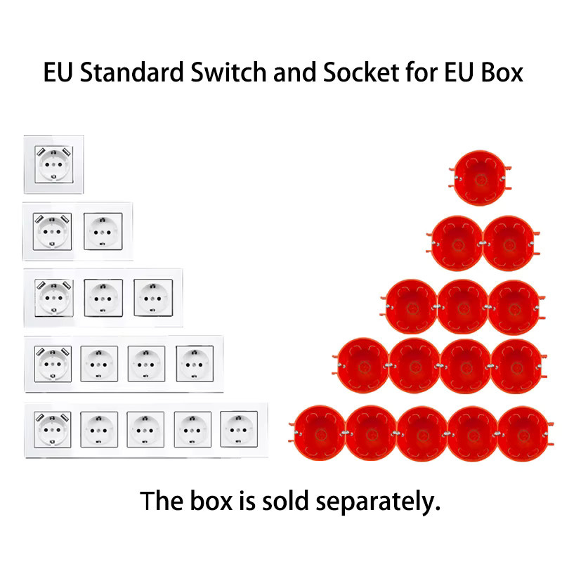 Doppelte EU-Steckdose aus luxuriösem Kristallglas in Schwarz, 16 A, 220 V für Wallpad und EU-Box - Bild 2