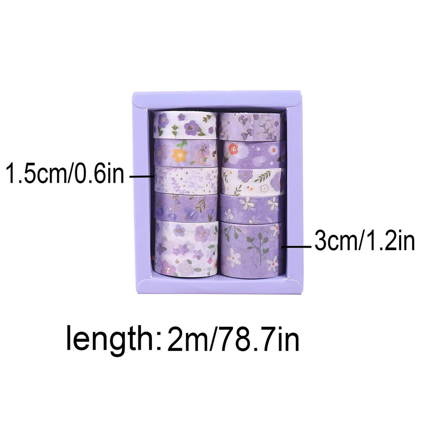 10 Rollen Washi-Tape mit romantischem Blumenmuster für deine DIY-Geschenkboxen und Weihnachtsdekorationen - Bild 2