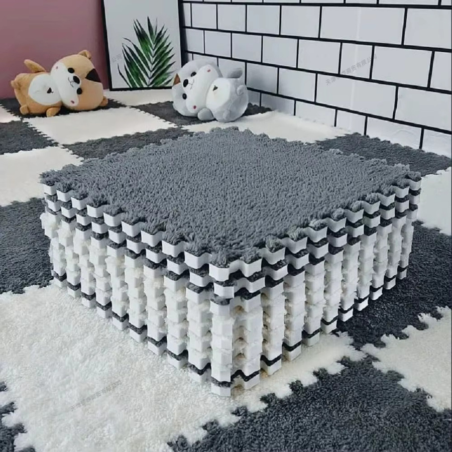 DHDH 20er Set Plüsch Baby Spielmatte in Weiß, weiche Puzzle Krabbelmatte für Kinderzimmer und Schlafzimmer, B/T: 30 x 30 cm - Bild 2