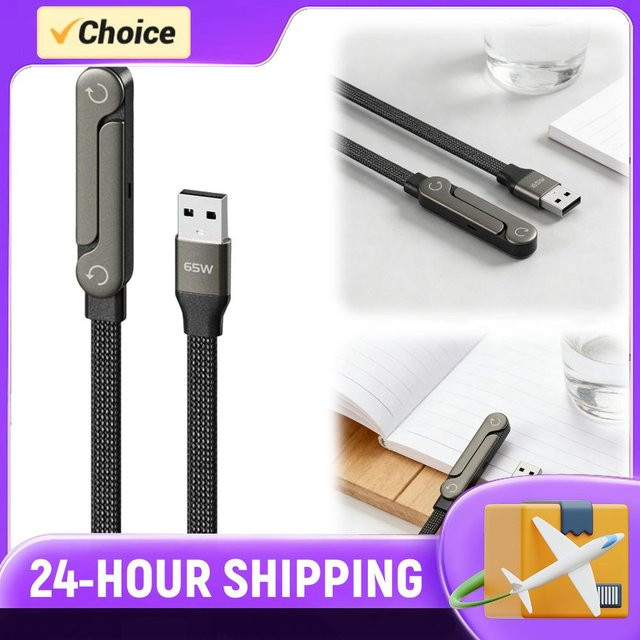 ALLOET 2-in-1 USB-C Datenkabel mit geflochtenem Design und unsichtbarem Halter, 240W Schnellladekabel in Schwarz für iPhone 17, Smartphones und Tablets - Bild 1