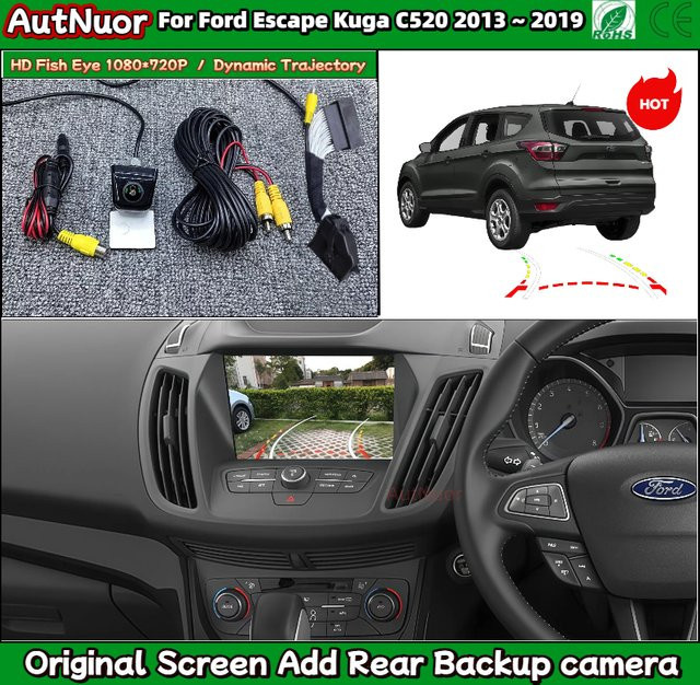 Aut Nuor OEM-Bildschirm für Ford Escape Kuga C520 (2013 bis 2019) mit HD-Rückfahrkamera und Fischaugen-Objektiv in Schwarz - Bild 1