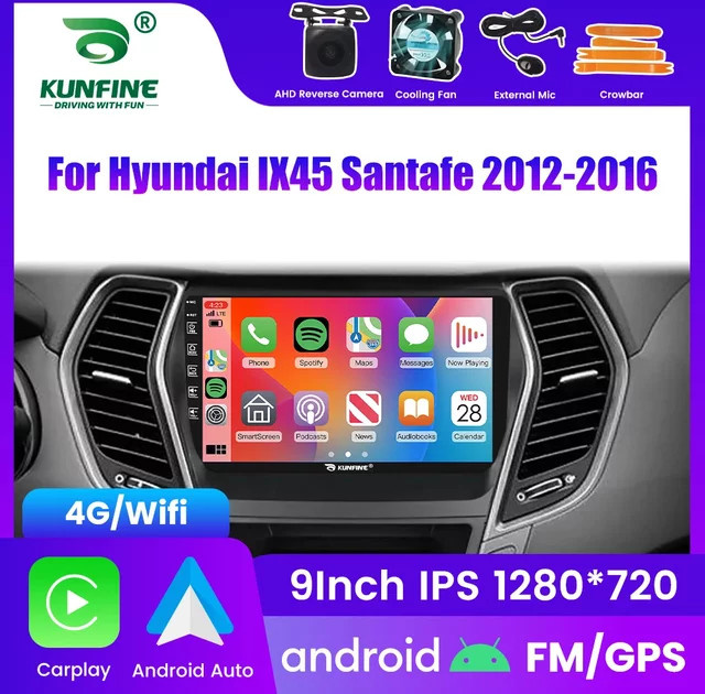KUNFINE 2Din Android Auto Radio für Hyundai Ix45 Santa Fe 2012-2016 mit GPS Navigation, Multimedia Video Player, Carplay und Stereo Audio in Schwarz - Bild 1
