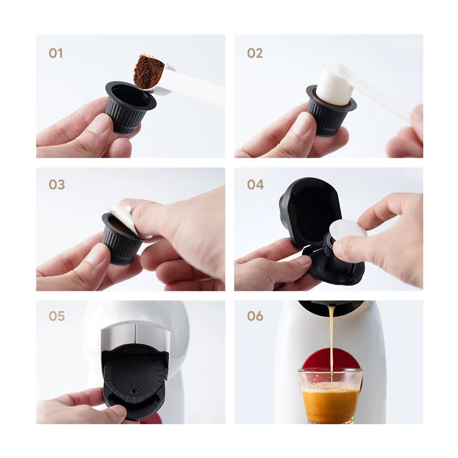 RECAFIMIL Kaffeekapsel-Adapter in Schwarz, wiederverwendbar und nachfüllbar, kompatibel mit Dolce Gusto Genio S und Piccolo XS Maschinen - Bild 4