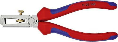 Knipex Abisolierzange 11 02 160 mit Öffnungsfeder und Mehrkomponenten-Griff in Schwarz-Rot, max. 10 mm² - Bild 1