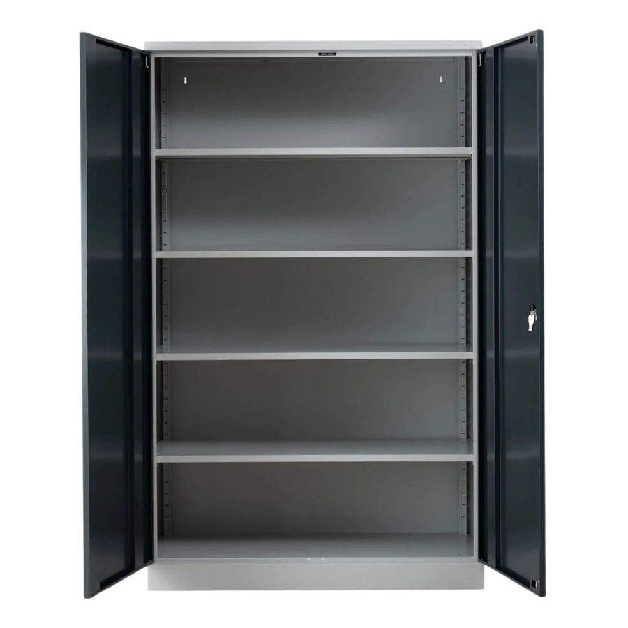 PROREGAL Stahlschrank Bee mit 10 lackierten Fachböden und Türen, Korpusfarbe Lichtgrau, Frontfarbe Anthrazit, H x B x T: 195 x 120 x 50 cm - Bild 2