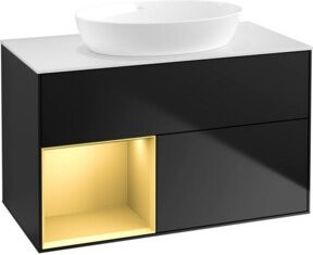 V&B Waschtischunterschrank Finion 100 in Weiß und Schwarz lackiert, B/T/H: 100 x 50,1 x 50,1 cm - Bild 1