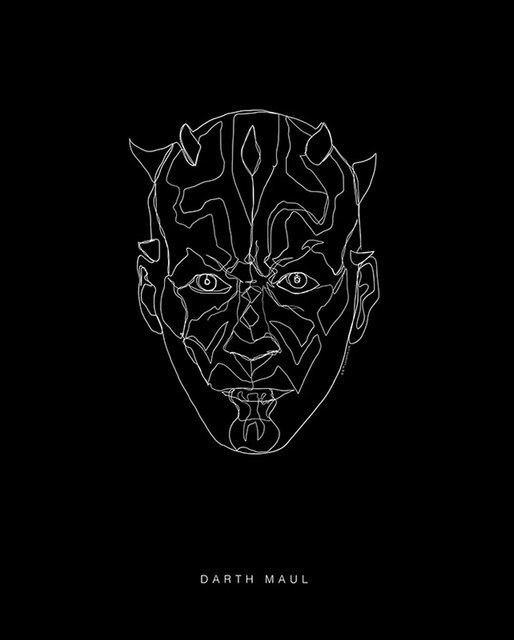 Disney Star Wars Maul Wandbild Poster in Schwarz-Weiß, B x H: 40 x 50 cm - Bild 1