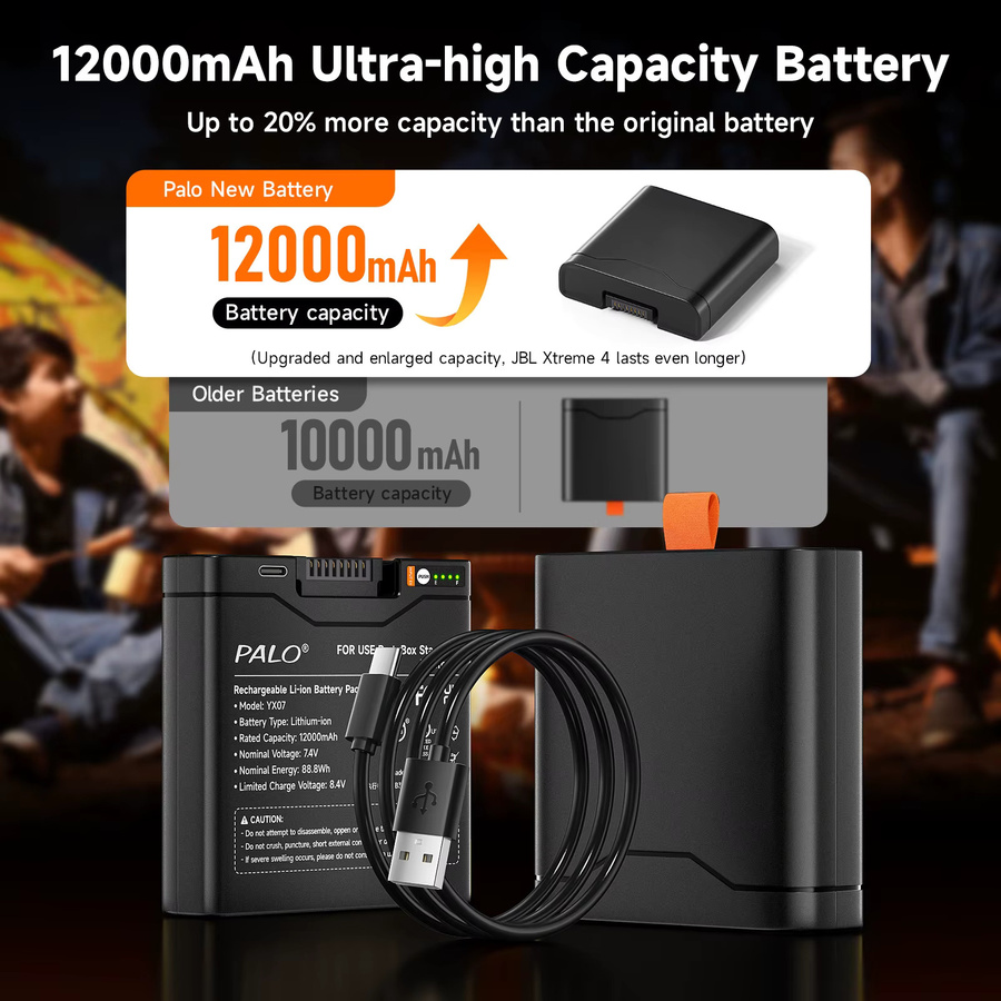 PALO Wiederaufladbarer Akku 12000 mAh in Schwarz für JBL Partybox Stage 320, JBL Battery 400 und JBL Xtreme 4 Bluetooth Lautsprecher - Bild 4