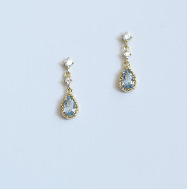 YULIN Creolen, hellblauer Wassertropfen Zirkon, gold, Damen - Bild 1