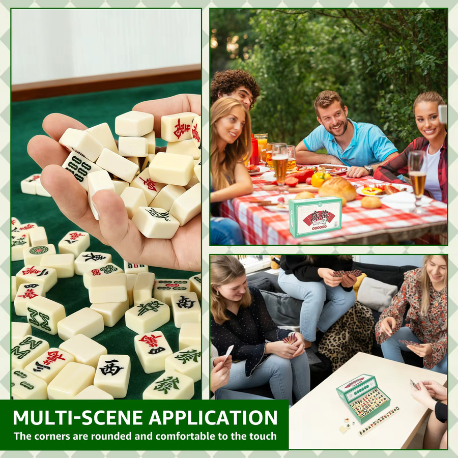 Mini-Mahjong-Set, Reise-Mahjong-Set, Brettspiel, Grün - Bild 5