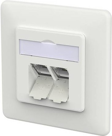 Metz Connect E-DAT C6A IDC Ethernet LAN Dose, 2 Port, Unterputz, Verkehrsweiß - Bild 1