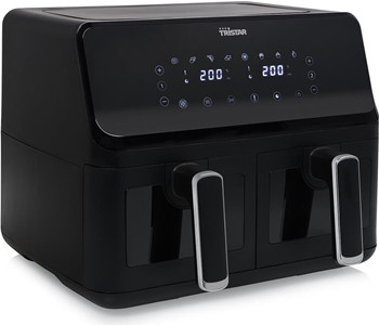 Tristar FR-9040 Doppel-Fritteuse mit Heißluft-Funktion, 2700 W, Dual Zone, Digitalanzeige und Timer, Schwarz - Bild 1