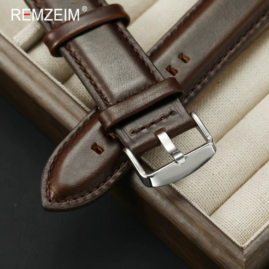 REMZEIM Uhrenarmband Leder, 20 22 mm, Herren, Klassisch - Bild 2