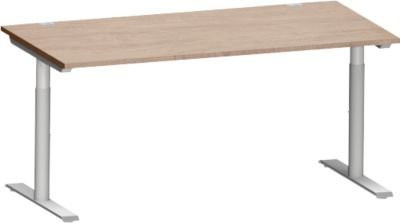 Schäfer Shop Genius Schreibtisch MODENA FLEX mit T-Fuß-Rundrohr, höhenverstellbar, Eiche-Dekor/weißalu, B: 160 cm, T: 80 cm - Bild 1