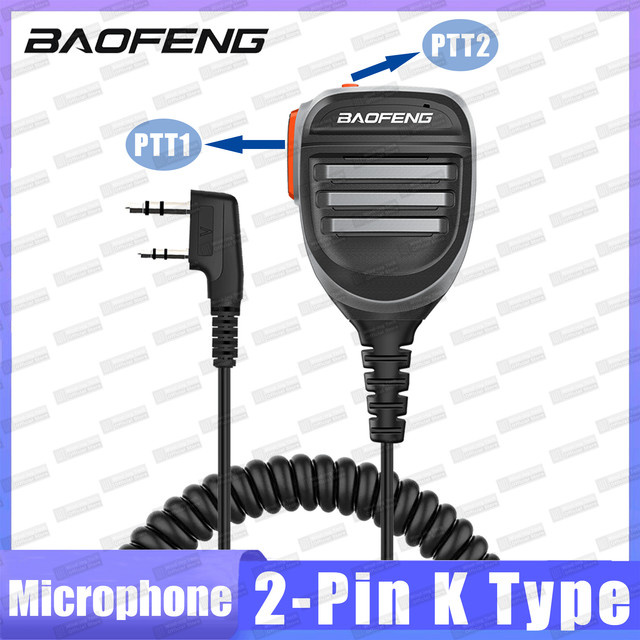 Baofeng Lautsprecher-Mikrofon UV-25 Wasserdicht mit PTT-Taste für UV-5RH PRO, QuanSheng UV-K5 und UV-K6 in Schwarz und Orange - Bild 1