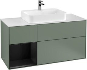 V&B Finion Waschtischunterschrank mit Wandbeleuchtung, Breite: 120 cm, Farbe: Lackiert in Olivgrün - Bild 1