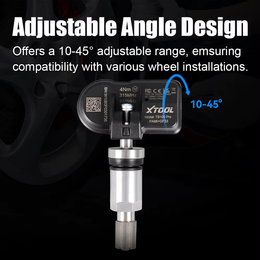 XTOOL TS100 PRO 2-in-1 TPMS Sensor Programmierbarer Universal Reifendruckkontrollsystem Sensor 315/433 MHz in Schwarz - Bild 3